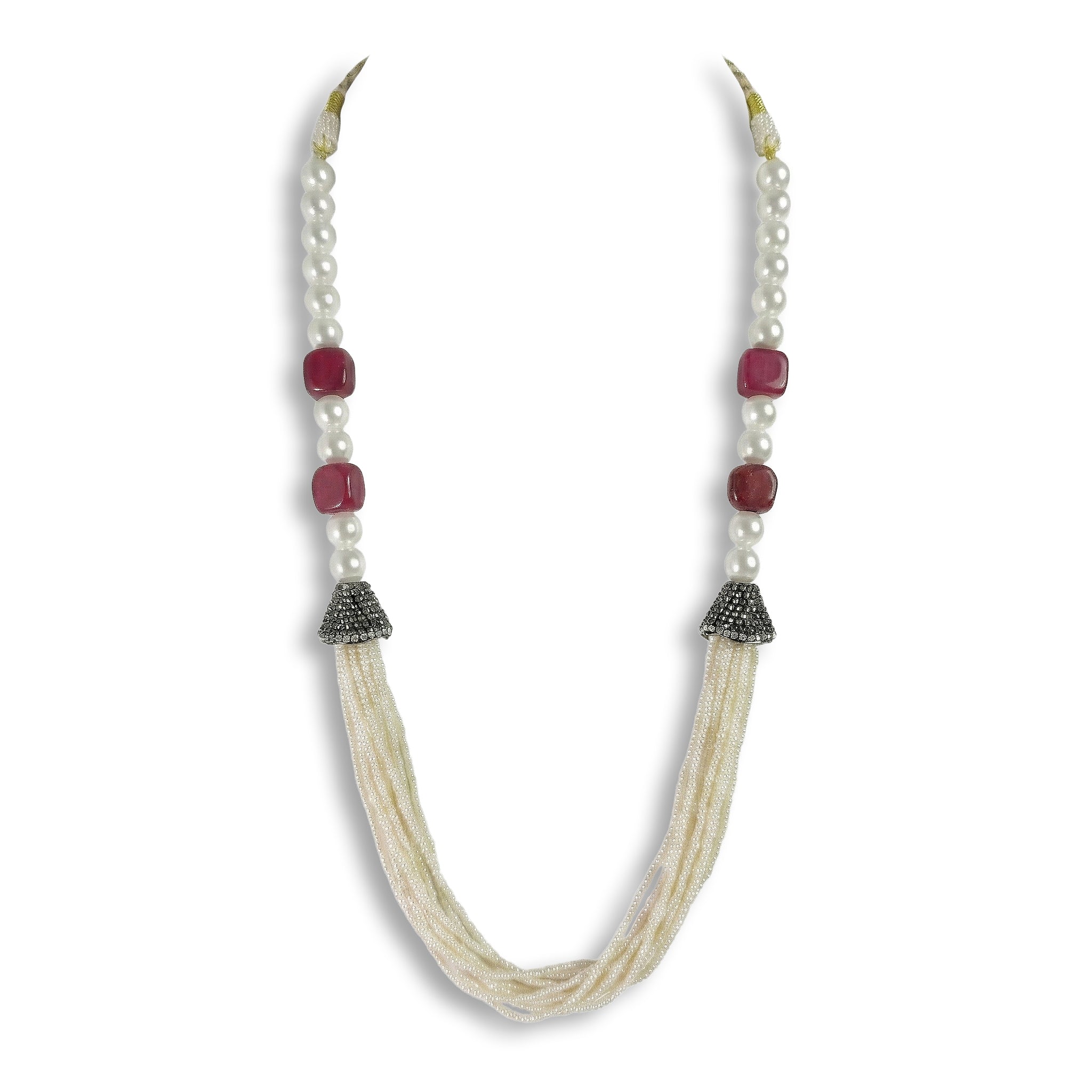 Sanakadi Pearl Route Necklace - Premium Designer jewelry for Women and Girls, Seed Beads & Crystal tassel SL-2040 Main image